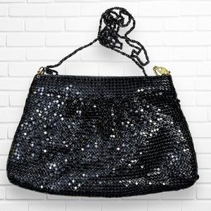 Vintage Black Mesh Evening Bag from the 1970s-1980s